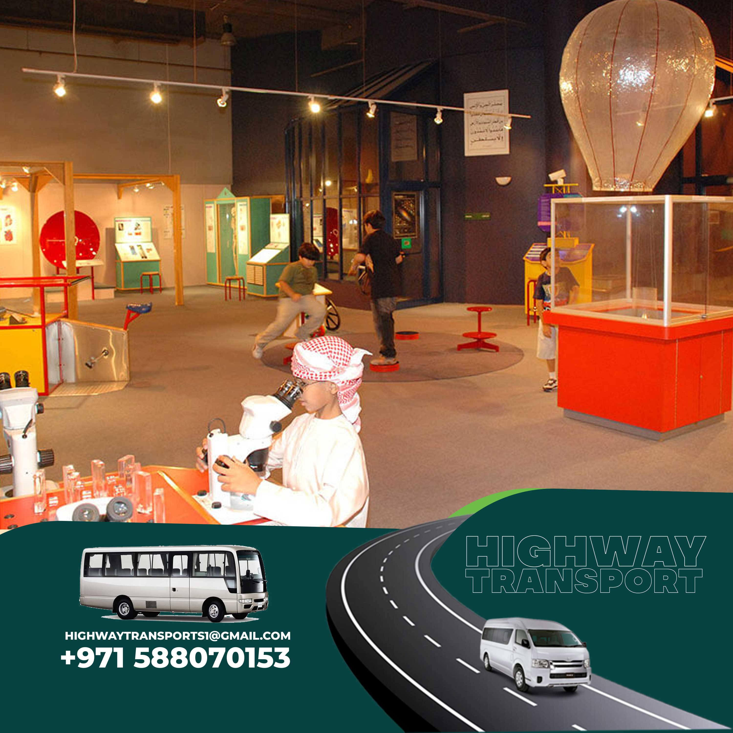 Interior of Sharjah Science Museum showcasing interactive exhibits for children