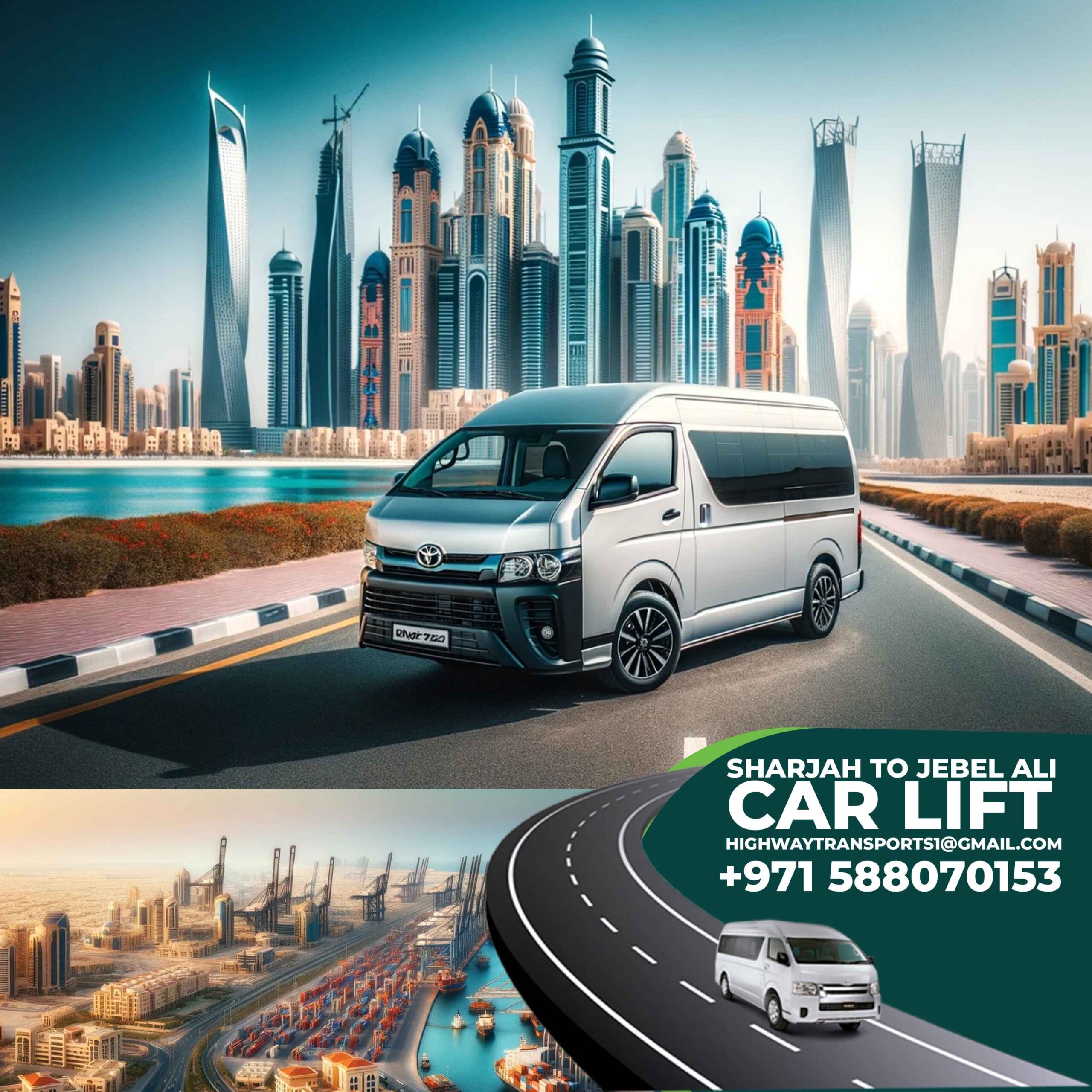 Sharjah to Jebel Ali car lift on Monthly basis