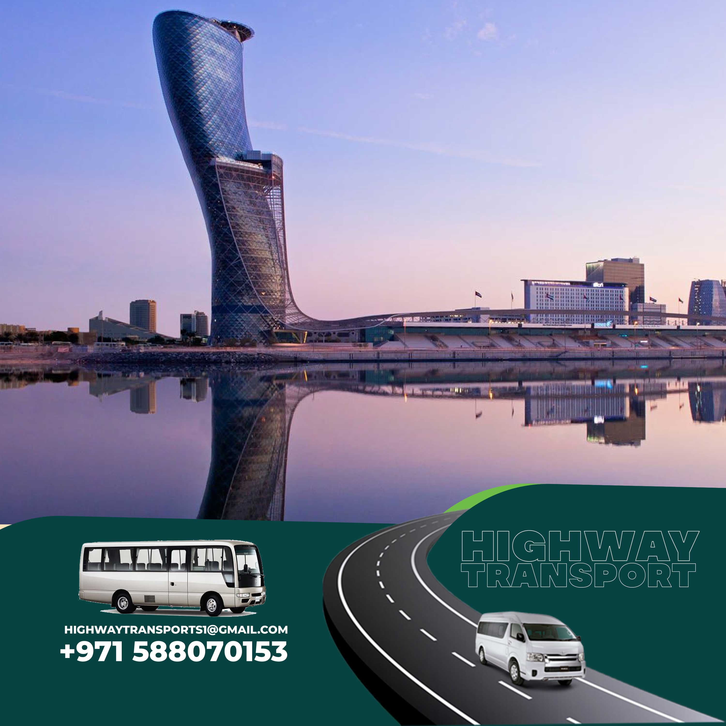Architectural marvel: Capital Gate leaning structure with modern office spaces and visitor info